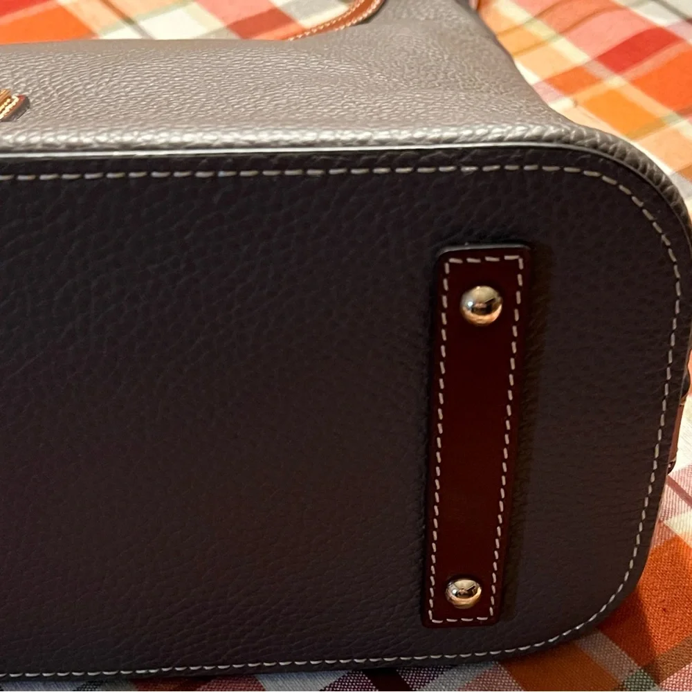 Dooney & Bourke Taupe Leather Hobo Bag - Picture 4 of 13